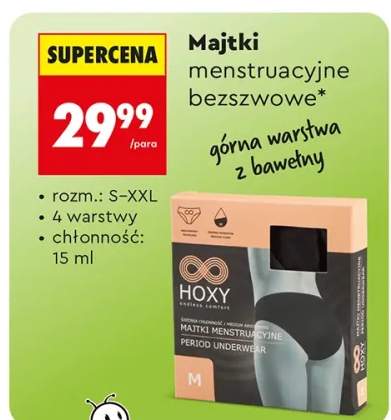 Majtki menstruacyjne bezsznurowe górna warstwa z bawełny