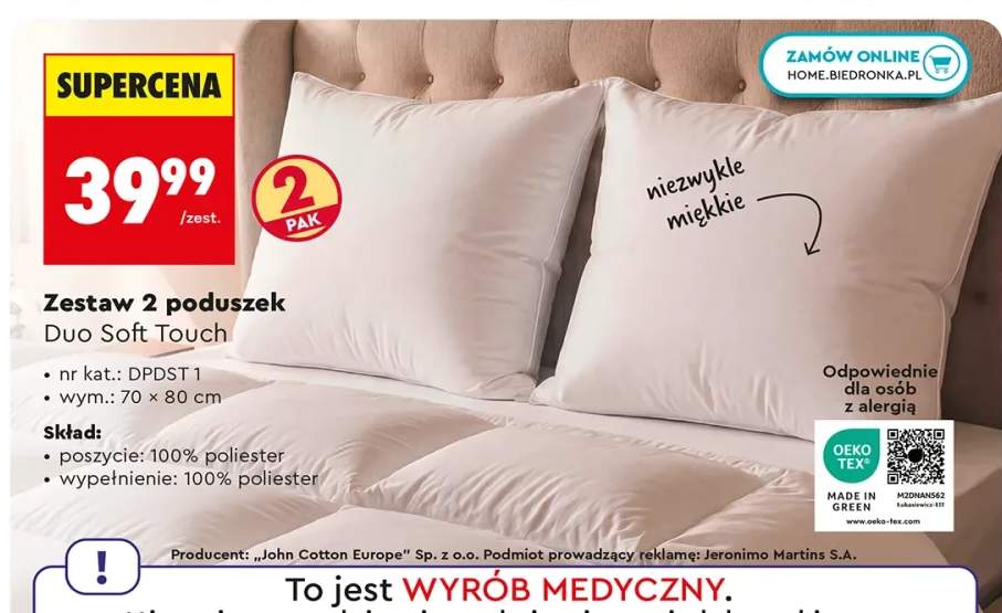 Zestaw 2 poduszek Duo Soft Touch