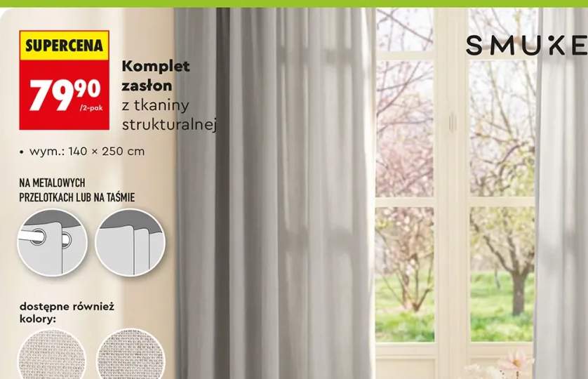 Komplet zasłon z tkaniny strukturalnej