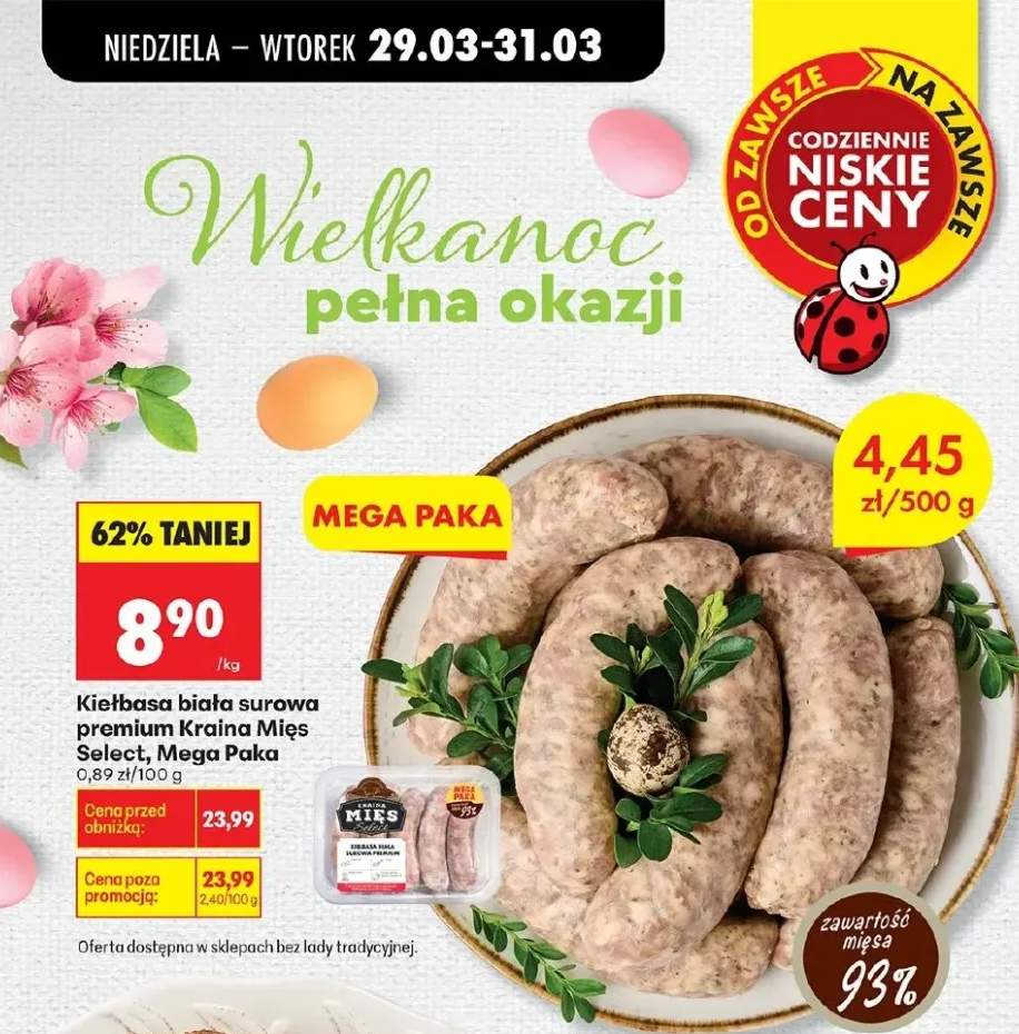 Kiełbasa biała surowa premium Mega Paka