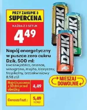 Napój energetyczny w puszce zero cukru kwaśne jabłko
