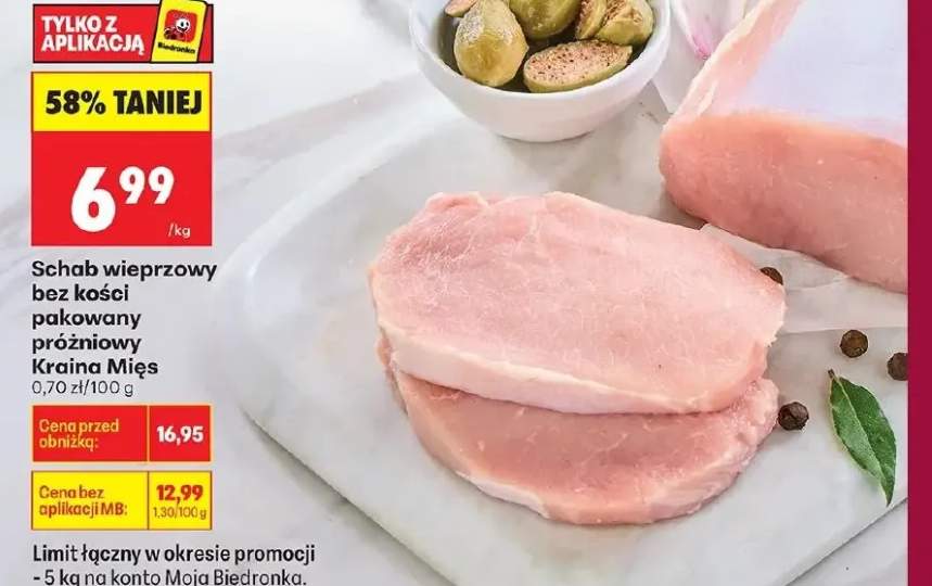 Schab wieprzowy bez kości pakowany próżniowo