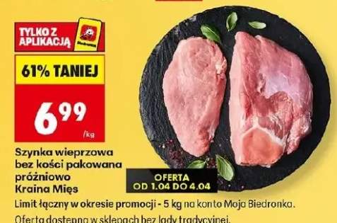 Szynka wieprzowa bez kości pakowana próżniowo Kraina Mięs