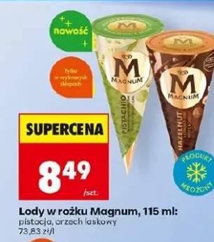 Lody pistacja, orzech laskowy w rożku