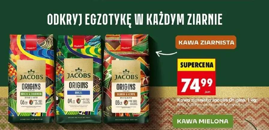 Kawa ziarnista Origins Brazil & Columbia, Uganda & Kenya, Brazil