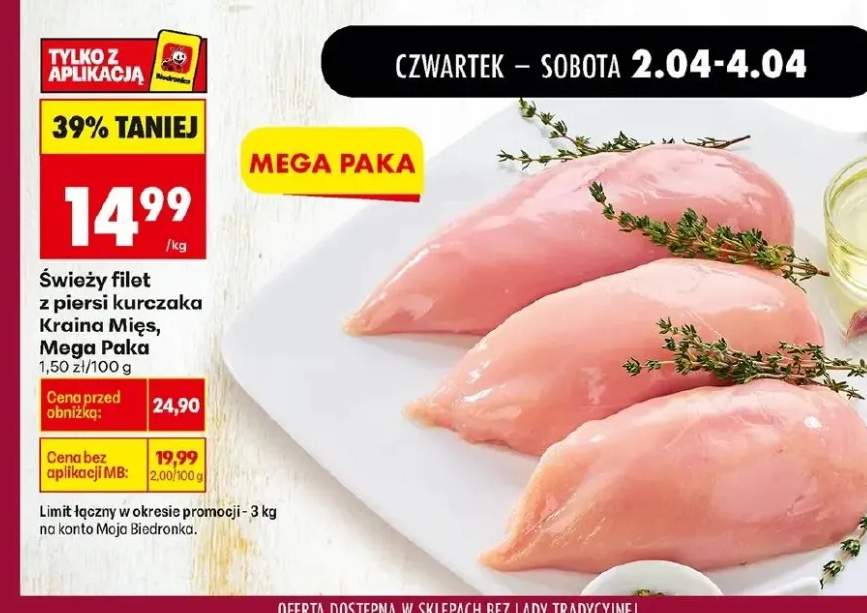 Świeży filet z piersi kurczaka Mega Paka