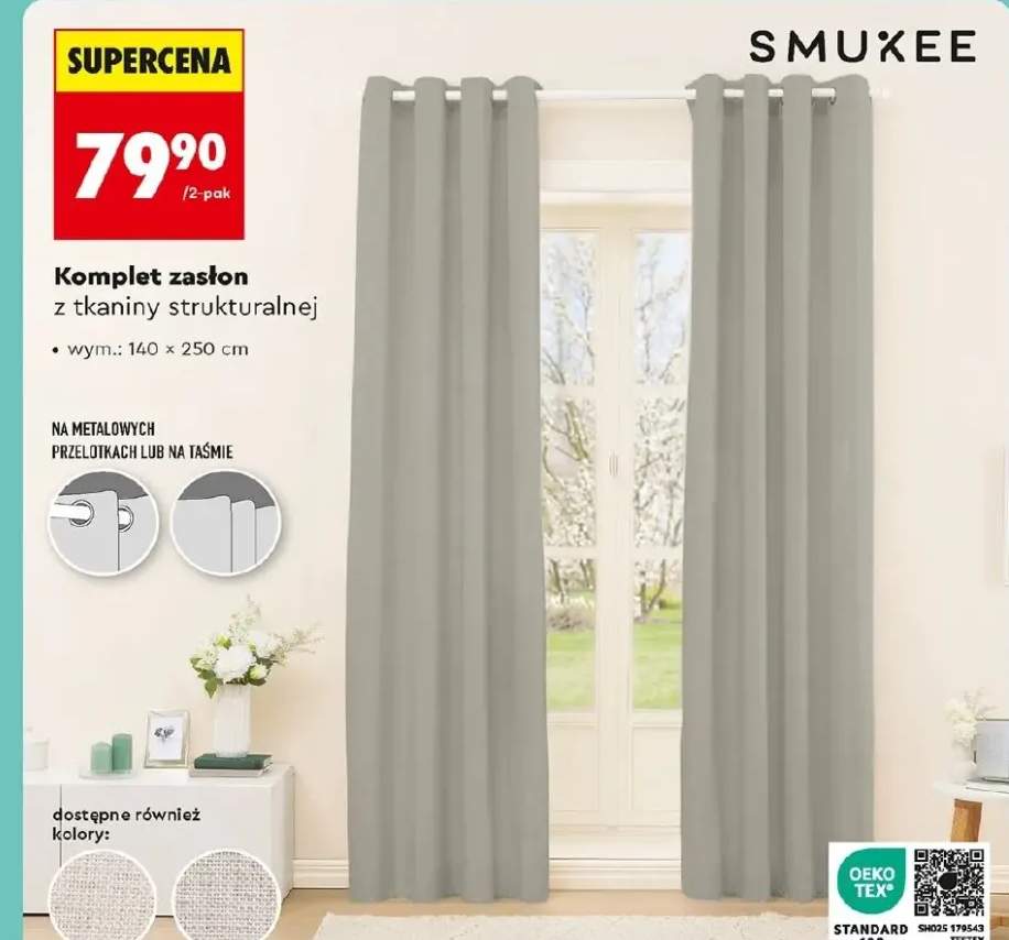 Komplet zasłon z tkaniny strukturalnej