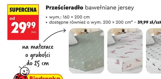 Prześcieradło bawełniane jersey 160x200 cm