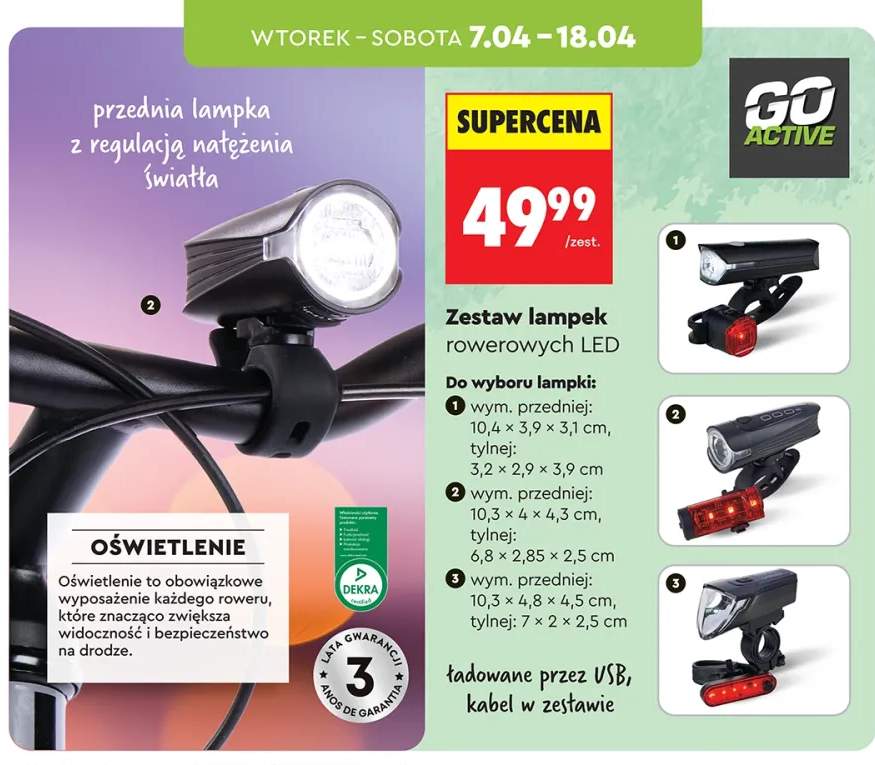 Zestaw lampek rowerowych LED