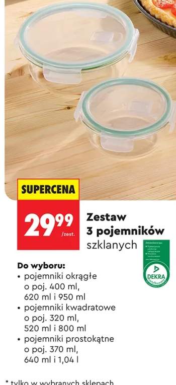 Zestaw 3 pojemników szklanych