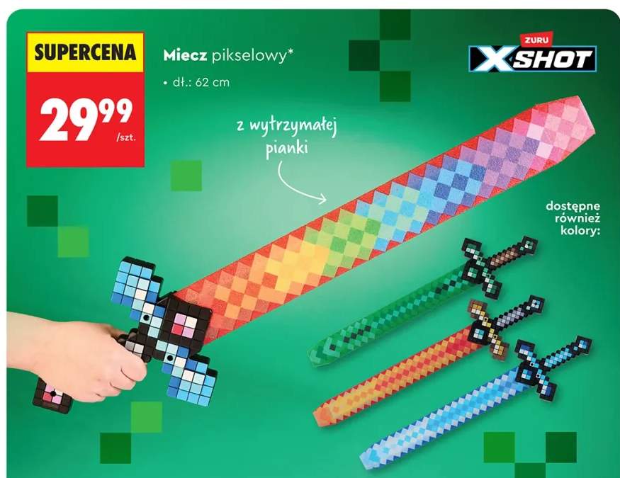 Miecz pikselowy dł. 62cm z wytrzymałej pianki