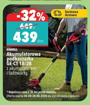 Akumulatorowa podkaszarka GE-CT 18/28 z akumulatorem i ładowarką