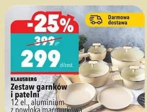 Zestaw garnków i patelni 12 el. aluminium, z powłoką marmurową