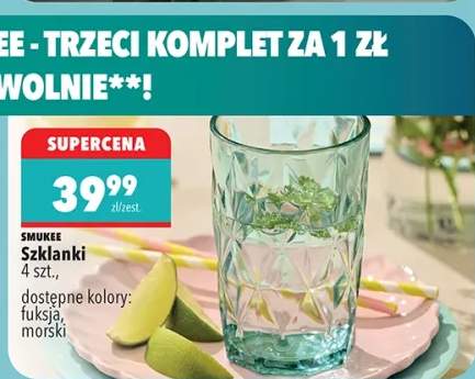 Szklanki 4 szt., dostępne kolory: fuksja, morski