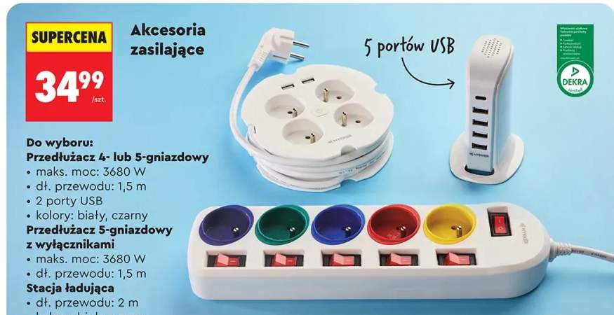 Przedłużacz 4- lub 5-gniazdowy