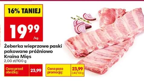 Żeberka wieprzowe paski pakowane próżniowo