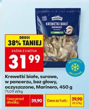 Krewetki białe, surowe, w pancerzu, bez głowy, oczyszczone