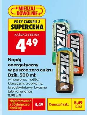 Napój energetyczny w puszce zero cukru Dzik winogronowy