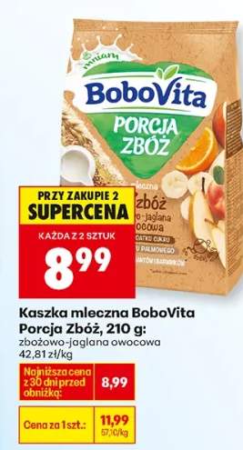 Kaszka mleczna porcja zbóż zbożowo-jaglana owocowa