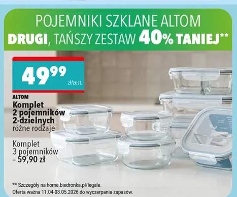 Komplet pojemników 2-dzielnych