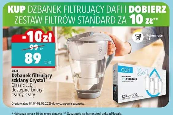Dzbanek filtrujący szklany Crystal Classic LED