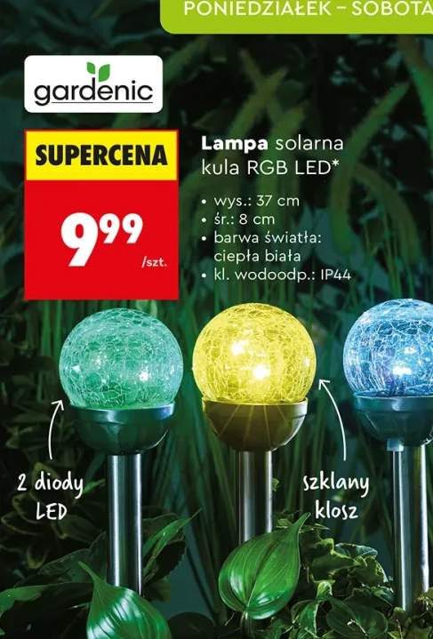 Lampa solarna kula RGB LED