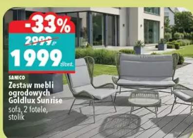 Zestaw mebli ogrodowych Goldlux Sunrise sofa, 2 fotele, stolik