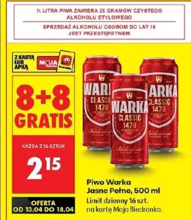 Piwo Warka Jasne Pełne