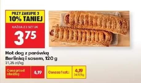 Hot dog z parówką Berlinką i sosem