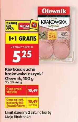 Kiełbasa sucha krakowska z szynki