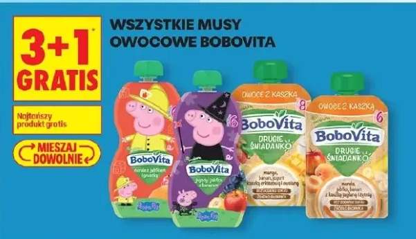 Mus owocowy drugie śniadanko mango, jabłko, banan, malina, jogurt naturalny z brzoskwinią i bananem