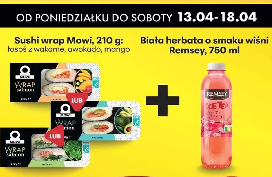 Sushi wrap łosoś z wakame, awokado, mango