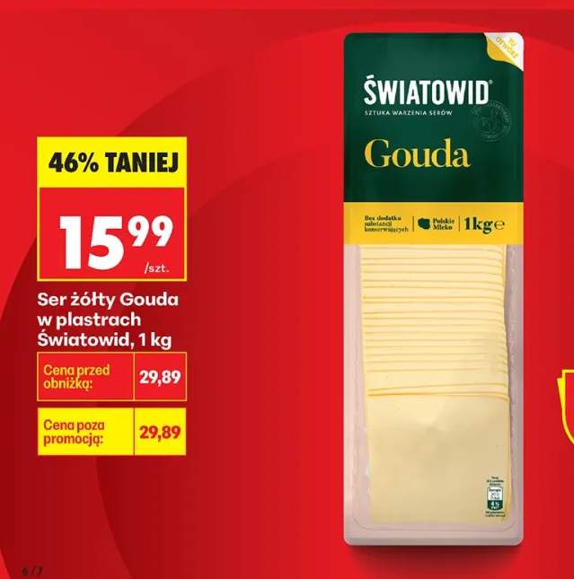 Ser żółty Gouda w plastrach