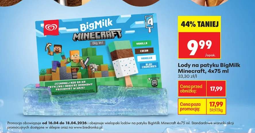 Lody na patyku Minecraft, 4x75ml