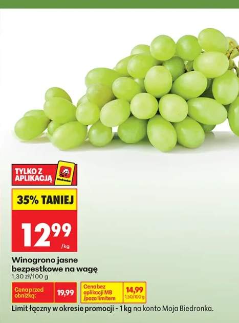 Winogrona jasne bezpestkowe na wagę