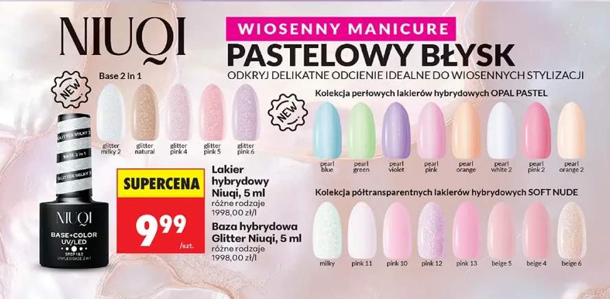 Lakier hybrydowy Niuqi różne rodzaje z kolekcji OPAL PASTEL