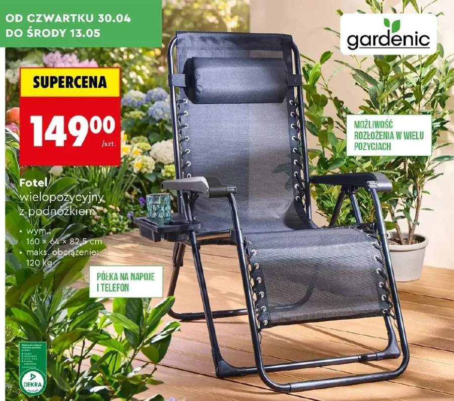 Fotel wielopozycyjny z podnóżkiem