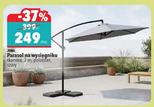 Parasol na wysięgniku tkanina, 3m, poliester, szary