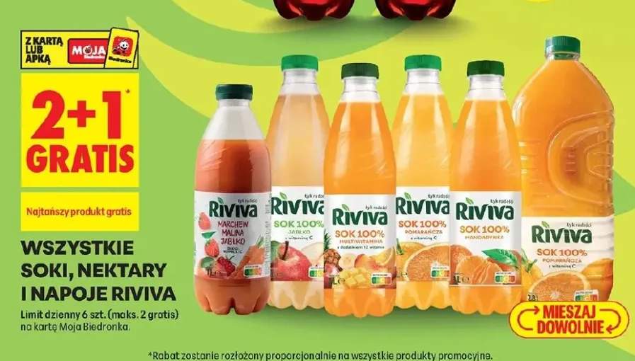 Sok 100% marchew malina jabłko Riviva