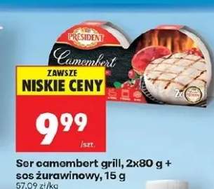 Ser camembert grill Président z sosem żurawinowym