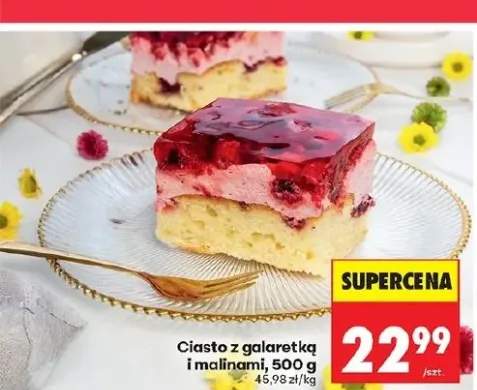 Ciasto z galaretką i malinami