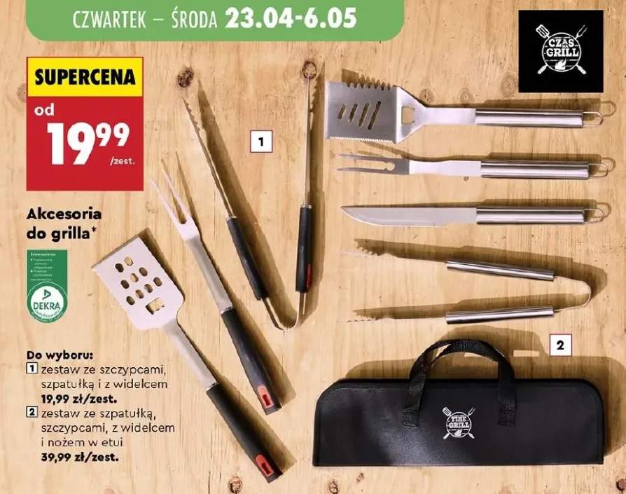 Akcesoria do grilla zestaw ze szczypcami szpatułką i widelcem