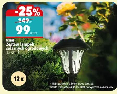 Zestaw lampek solarnych ogrodowych Wings 12 sztuk