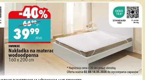 Nakładka na materac wodoodporna Smukee 160x200cm