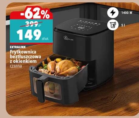 Frytkownica beztłuszczowa z okienkiem Extralink czarna 1400W 5l