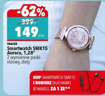 Smartwatch SMK15 Aurora Tracer 1,28" 2 wymienne paski różowy złoty