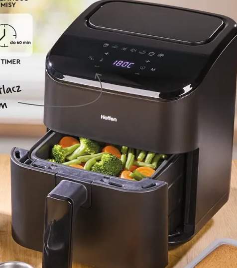 Frytownica beztłuszczowa Hoffen 1000W 3l cyfrowy wyświetlacz dotykowy ekran 7 programów antypoślizgowe nóżki