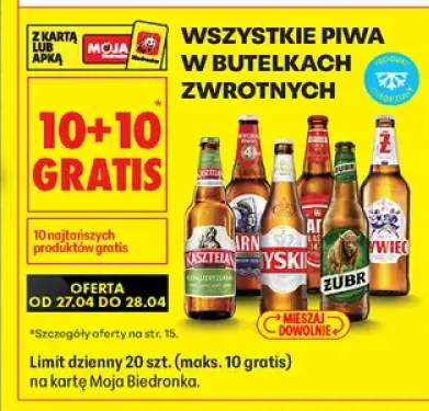 Piwo w butelkach zwrotnych 10+10 GRATIS