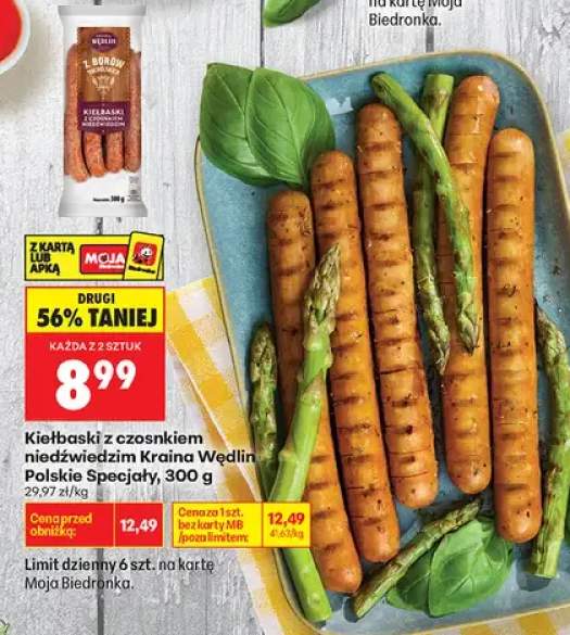 Kiełbaski z czosnkiem niedźwiedzim Kraina Wędlin Polskie Specjały