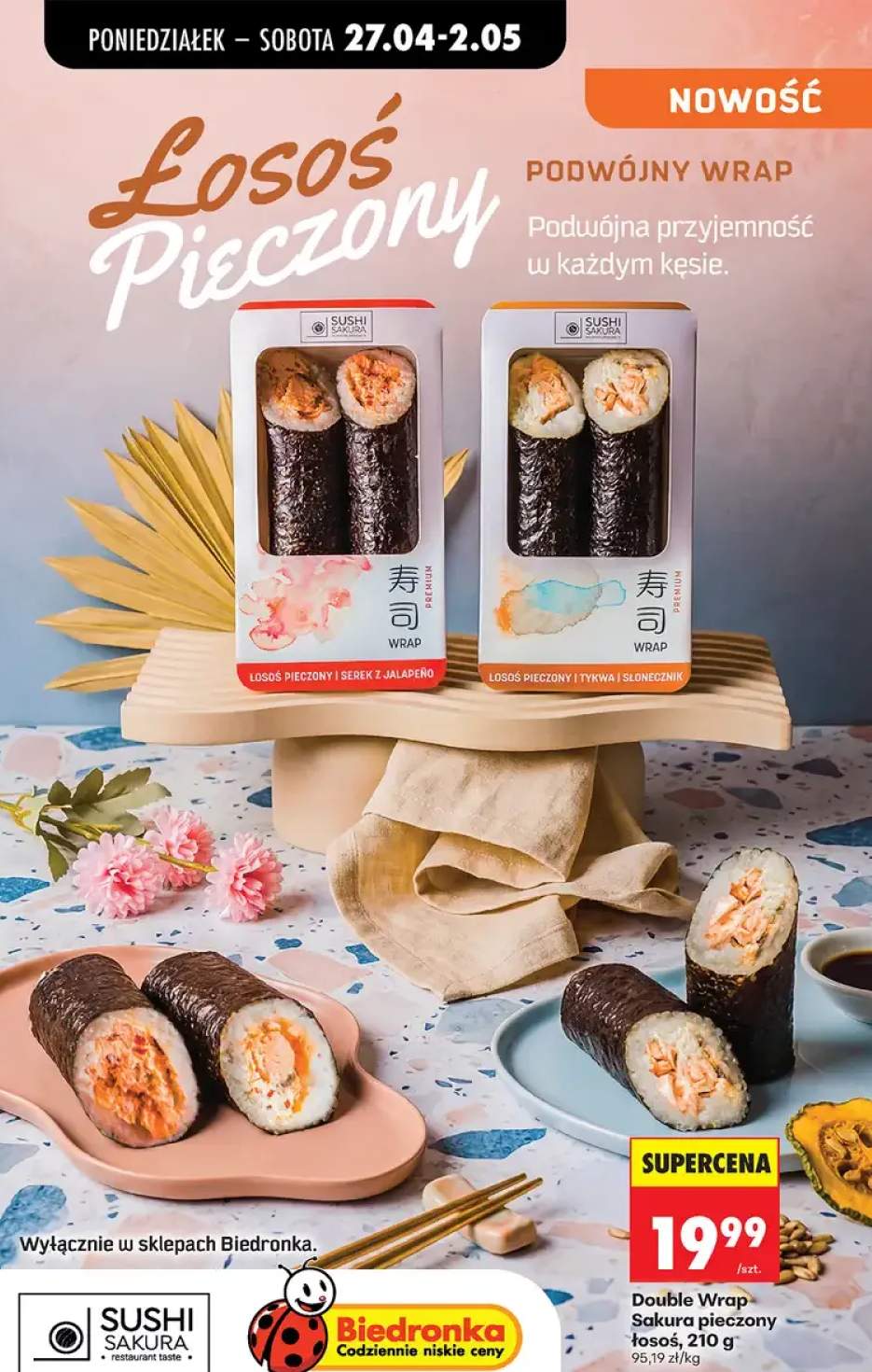 Double Wrap pieczony łosoś, serek z jalapeño